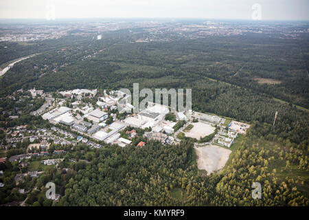 Luftaufnahme von Bavaria Film Studios, Geiselgasteig, Grünwald, München, Bayern, Deutschland Stockfoto