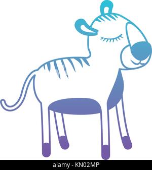 Weibliche tiger Cartoon mit geschlossenen Augen Ausdruck in den Fehlermodus Blau bis Violett Farbe Silhouette Stock Vektor