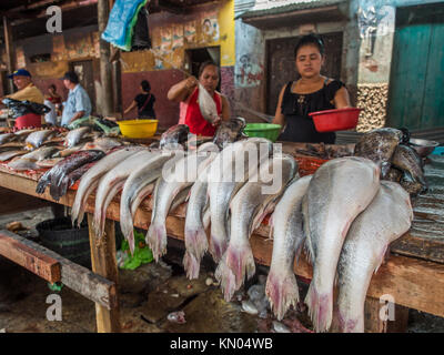 Iquitos, Peru - September 21, 2017: Typisch lokalen Basar in Peru mit vielen lokalen Produkte. Belem Stockfoto