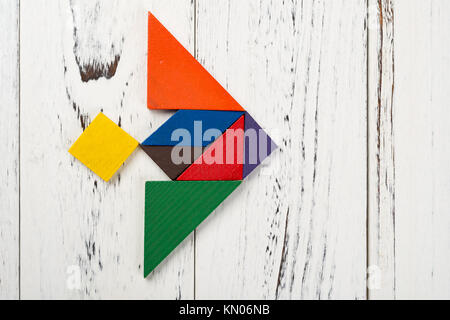 Holz Tangram in einem Kampfjet Form Stockfoto