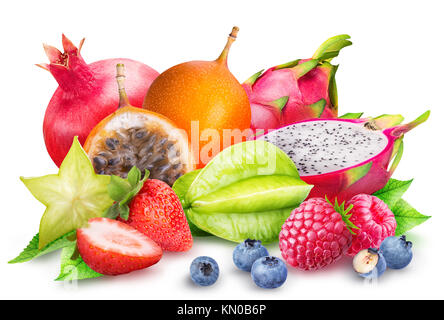Obst isoliert auf weißem Hintergrund mit Freistellungspfad Stockfoto