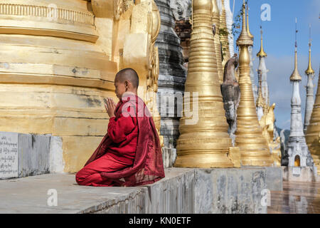 Shwe Indein Pagode, Inle Lake, Myanmar, Asien Stockfoto