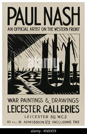Plakat für "Leere der Krieg - Krieg Gemälde und Zeichnungen' mit Werken von Paul Nash (1889-1946) an der Leicester Galerien, London, im Mai 1918 statt. Das Kunstwerk zum Angebot speziell für die Ausstellung Plakat und Aktien der Titel der Ausstellung produziert: 'Leere des Krieges". Stockfoto