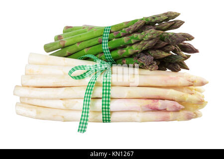 Spargel Grün und Weiß mit Freistellungspfad Stockfoto