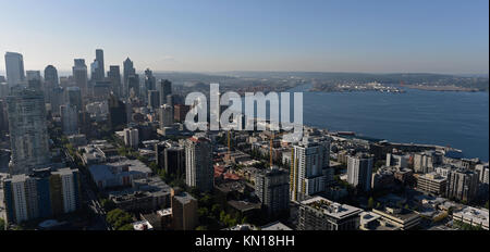 Blick auf den Central Seattle von der Space Needle. Stockfoto