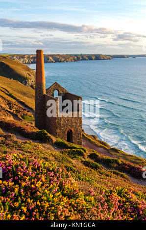 Alte Zinnmine in der Nähe von st. Agnes an der Küste von Cornwall, England, Großbritannien, Großbritannien. Stockfoto