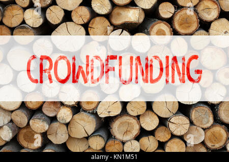 Konzeptionelle Ansage Bildunterschrift Inspiration anzeigen Crowdfunding Business Konzept für Business Fundraising Projektförderung geschrieben auf Holz zurück Stockfoto
