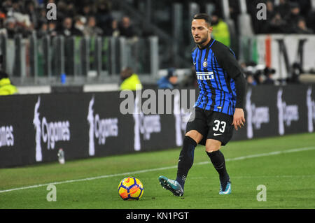 Danilo D'Ambrosio (FC Internazionale) während der Serie ein Fußballspiel zwischen Juventus FC und FC Internazionale Milano bei der Allianz Stadion am 9. Dezember 2017 in Turin, Italien. Quelle: FABIO UDINE/Alamy leben Nachrichten Stockfoto