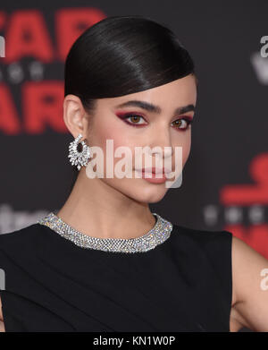 Los Angeles, Kalifornien, USA. 9 Dez, 2017. Sofia Carson kommt für die Premiere des Films Star Wars: Der letzte Jedi' im Shrine Auditorium. Credit: Lisa O'Connor/ZUMA Draht/Alamy leben Nachrichten Stockfoto