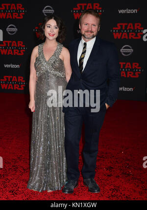 Los Angeles, USA. 09 Dez, 2017. Karina Longworth und Rian Johnson - Regisseur, Autor besucht die Premiere von Disney Pictures und Lucasfilm's Star Wars: Der letzte Jedi' im Shrine Auditorium am 9. Dezember 2017 in Los Angeles, Kalifornien Quelle: Tsuni/USA/Alamy leben Nachrichten Stockfoto