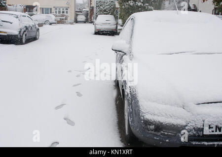 Wickford, Essex, Großbritannien. 10 Dez, 2017. UK Wetter: Am frühen Morgen Schneefall deckt Essex Credit: Ben Rektor/Alamy leben Nachrichten Stockfoto