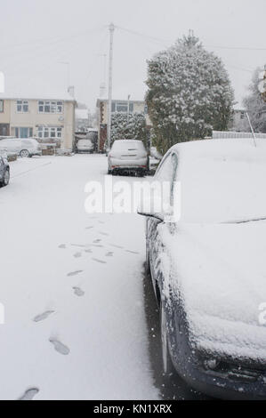 Wickford, Essex, Großbritannien. 10 Dez, 2017. UK Wetter: Am frühen Morgen Schneefall deckt Essex Credit: Ben Rektor/Alamy leben Nachrichten Stockfoto