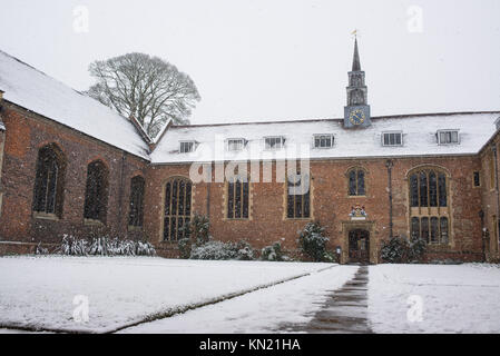 Cambridge, UK - 10. Dezember 2017. UK Wetter: Schnee in Cambridge, England, UK. Credit: Nicola Ferrari/Alamy Live Stockfoto