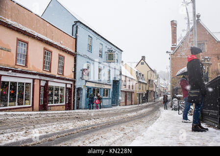 Cambridge, UK - 10. Dezember 2017. UK Wetter: Schnee in Cambridge, England, UK. Credit: Nicola Ferrari/Alamy Live Stockfoto