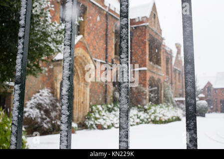 Cambridge, UK - 10. Dezember 2017. UK Wetter: Schnee in Cambridge, England, UK. Credit: Nicola Ferrari/Alamy Live Stockfoto