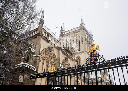 Cambridge, UK - 10. Dezember 2017. UK Wetter: Schnee in Cambridge, England, UK. Credit: Nicola Ferrari/Alamy Live Stockfoto