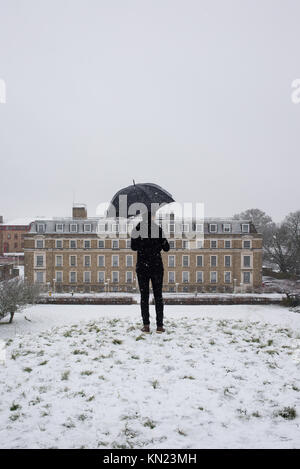 Cambridge, UK - 10. Dezember 2017. UK Wetter: Schnee in Cambridge, England, UK. Credit: Nicola Ferrari/Alamy Live Stockfoto