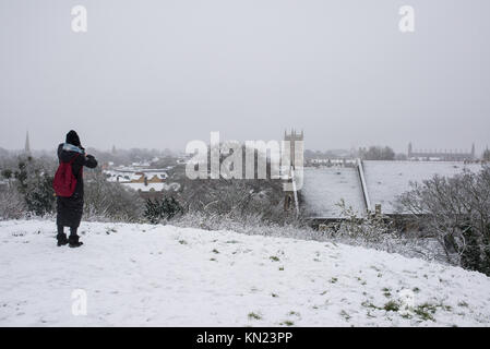 Cambridge, UK - 10. Dezember 2017. UK Wetter: Schnee in Cambridge, England, UK. Credit: Nicola Ferrari/Alamy Live Stockfoto