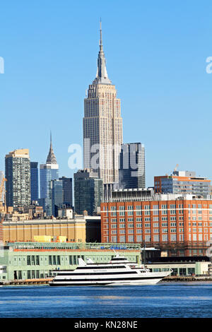 Das Empire State Building aus Sicht von Weehauken NJ, USA Stockfoto