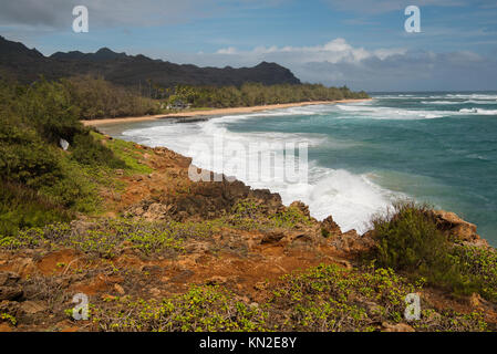 Punahoa Punkt an der Gillin Strandabschnitt des Mahaulepu Beach auf Kauai Insel, Hawaii Stockfoto