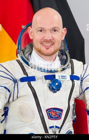 Offizielles Porträt des 54-55 deutschen Astronauten Alexander Gerst von der European Space Agency im Johnson Space Center am 26. Juli 2017 in Houston, Texas. (Foto: NASA, Foto über Planetpix) Stockfoto