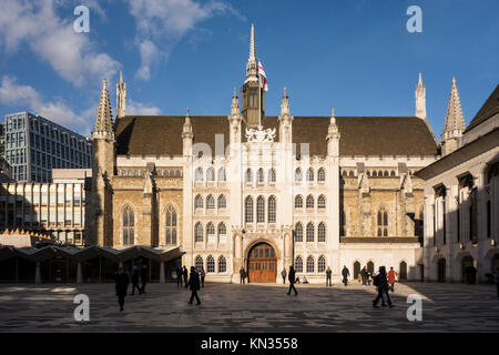 Guildhall London Gebäude mittelalterlichen gotischen Fassade, Rathaus und zeremoniellen und administrativen Zentrum der Stadt London, Großbritannien Stockfoto