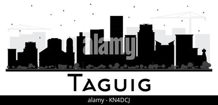 Taguig Philippinen Skyline schwarze und weiße Silhouette. Vector Illustration. Einfache flache Konzept für Tourismus Präsentation, Plakat. Geschäft Stock Vektor