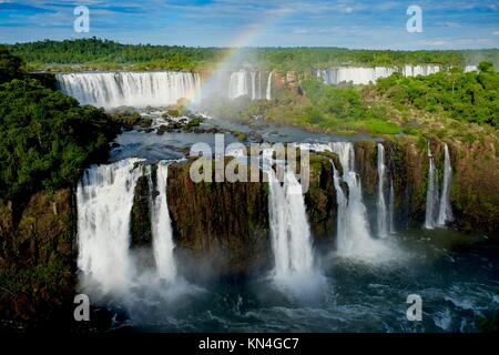 San Martin Insel, die Iguazu Wasserfälle, Blick von der brasilianischen Seite Stockfoto