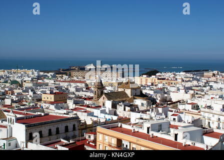 Cadiz Aussicht nach Westen von der Oberseite des Torre Tavira, Cadiz, Spanien Stockfoto