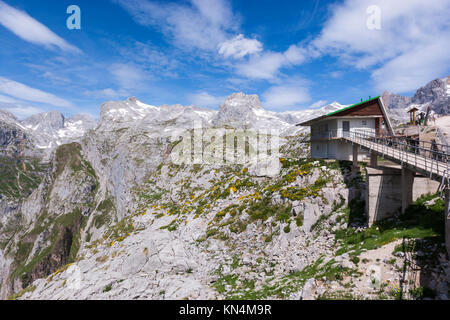 Schauen Sie in die Seilbahn Bergstation, Picos de Europa, Fuente Dé, Firenze, autonome Gemeinschaft Kantabrien, Spanien Stockfoto