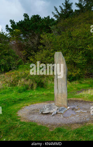 Ogham Stein, Derrynane House und National Park, Ring of Kerry Caherdaniel, Trail, Iveragh Halbinsel, County Kerry, Irland, Europa Stockfoto