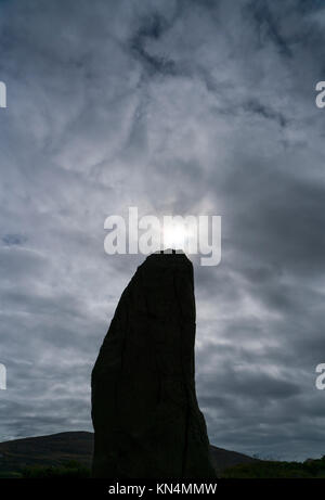 Ogham Stein, Derrynane House und National Park, Ring of Kerry Caherdaniel, Trail, Iveragh Halbinsel, County Kerry, Irland, Europa Stockfoto