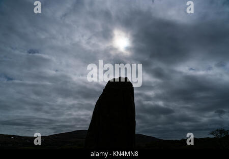 Ogham Stein, Derrynane House und National Park, Ring of Kerry Caherdaniel, Trail, Iveragh Halbinsel, County Kerry, Irland, Europa Stockfoto