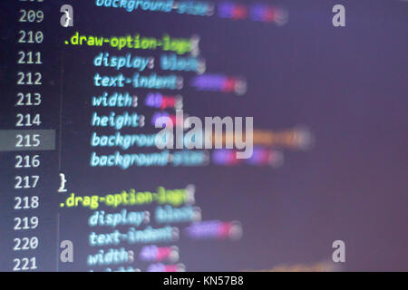 CSS-Code. Computer Quellcode. Abstrakte Bild der Web Developer. Die digitale Technologie moderne Hintergrund. Flache Tiefenschärfe Stockfoto