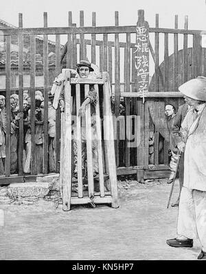 China 1900, Chinesische Folter, Bild der französischen Wochenzeitung l'Illustration, 15. September 1900 Stockfoto