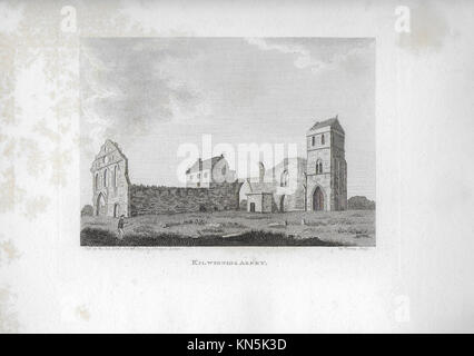 Die Gravuren der Schottischen Landschaften und Gebäude aus dem späten achtzehnten und frühen neunzehnten Jahrhundert, Kilwinning Abbey, North Ayrshire, Schottland 1790 Stockfoto