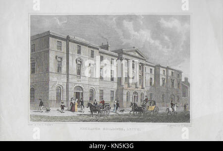 Die Gravuren der Schottischen Landschaften und Gebäude aus dem späten achtzehnten und frühen neunzehnten Jahrhundert, Exchange Gebäude, Leith, Schottland, 1830 Stockfoto