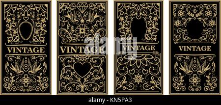 Vintage Frames in Golden style auf dunklem Hintergrund. vektor design Element Stock Vektor