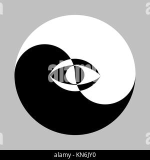 Yin Yang Symbol und Auge. Stock Vektor