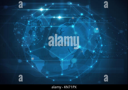 Abstrakt Blau Hintergrund mit Weltkarte Stockfoto