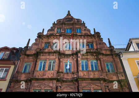 Hiedelberg berühmten Hotel Ritter Summy blauer Himmel Sonnenstrahlen besuchen Fassade Mai 2017 Stockfoto