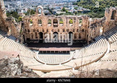 Das Theater des Herodes Atticus, eine der Sehenswürdigkeiten in der Akropolis in Athen, der Hauptstadt von Griechenland Stockfoto