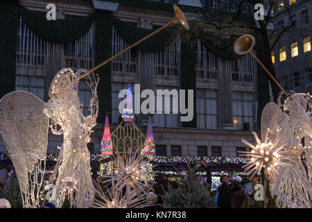 Rockefeller Center eingerichtet für die Feiertage, NYC, USA Stockfoto