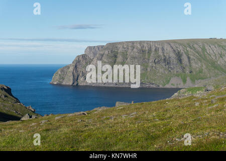 Das Nordkap ist ein Kap an der Nordküste der Insel Mageroya in Nordnorwegen Stockfoto