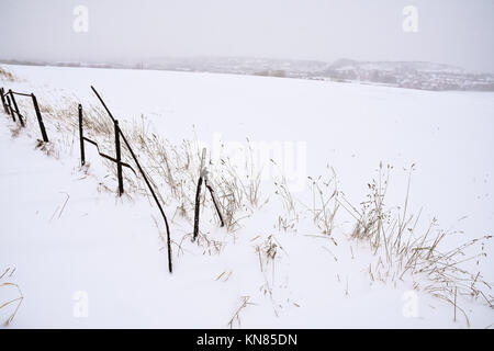 Cannock Chase, UK. 10. Dezember, 2017. Cannock Chase und die umliegenden Bereiche mit starker Schneefall in der gesamten Sonntag, den 10. Dezember 2017 behandelt. Schulen sind für Montag geschlossen, da die Temperaturen zu kämpfen über dem Gefrierpunkt zu erreichen sind, so dass kein Tauwetter in absehbarer Zeit zu erwarten ist. Credit: Daniel James Armishaw/Alamy leben Nachrichten Stockfoto