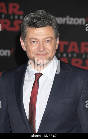 Los Angeles, Kalifornien, USA. 9 Dez, 2017. Dezember 9 2017 - Los Angeles, Kalifornien USA-Schauspieler Andy Serkis bei Star Wars der Welt Premiere "der Letzte Jedi" gehalten am Shrine Auditorium, Los Angeles CA. Credit: Paul Fenton/ZUMA Draht/Alamy leben Nachrichten Stockfoto