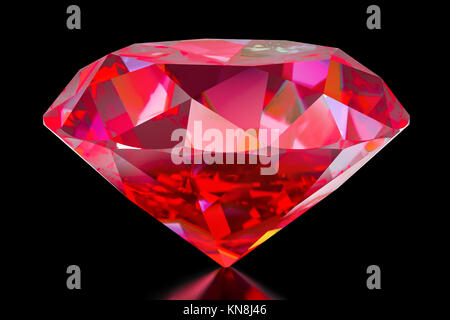 Ruby, 3D-Rendering auf weißem Hintergrund Stockfoto