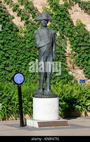 Statue von vizeadmiral Horatio Nelson (1758-1805) an der südlichen Bastion in Gibraltar Stockfoto