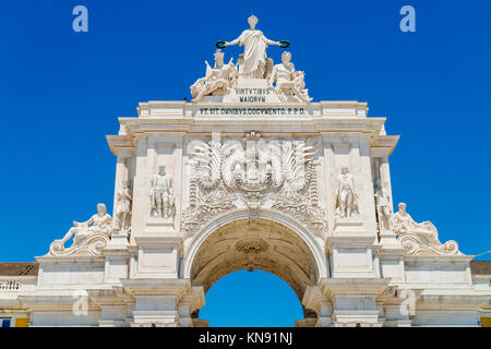 Architektonische Details der Rua Augusta Arch im Jahr 1755 in Lissabon Stadt Portugals, Stockfoto