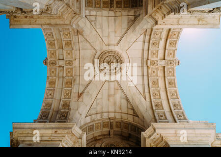 Architektonische Details der Rua Augusta Arch im Jahr 1755 in Lissabon Stadt Portugals, Stockfoto